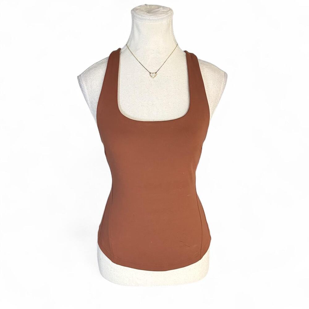 Lululemon Brown Square Neck fitted full length activewear tank top size 6